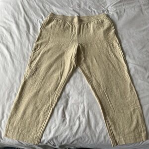 Old Navy linen straight leg pants with comfort waistband in cream.